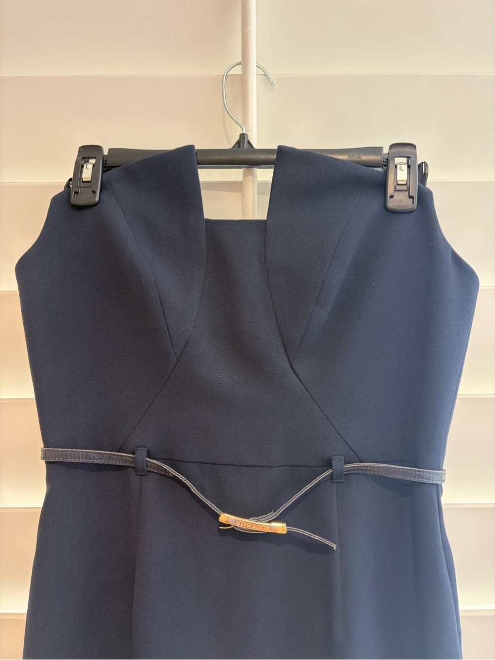 BLACK HALO NWT Lena Strapless Belted Sheath Dress Navy 6 - Picture 12 of 14